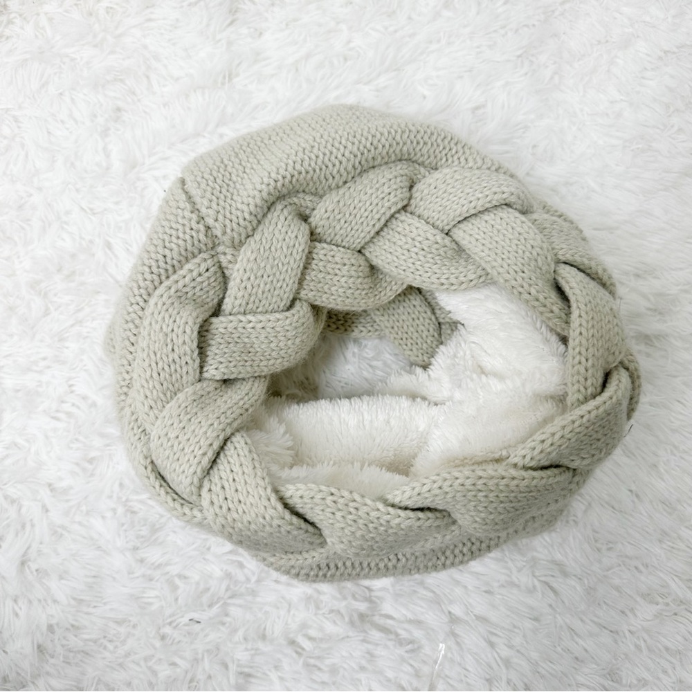 Beige Sherpa Lined Funnel Neck Warmer